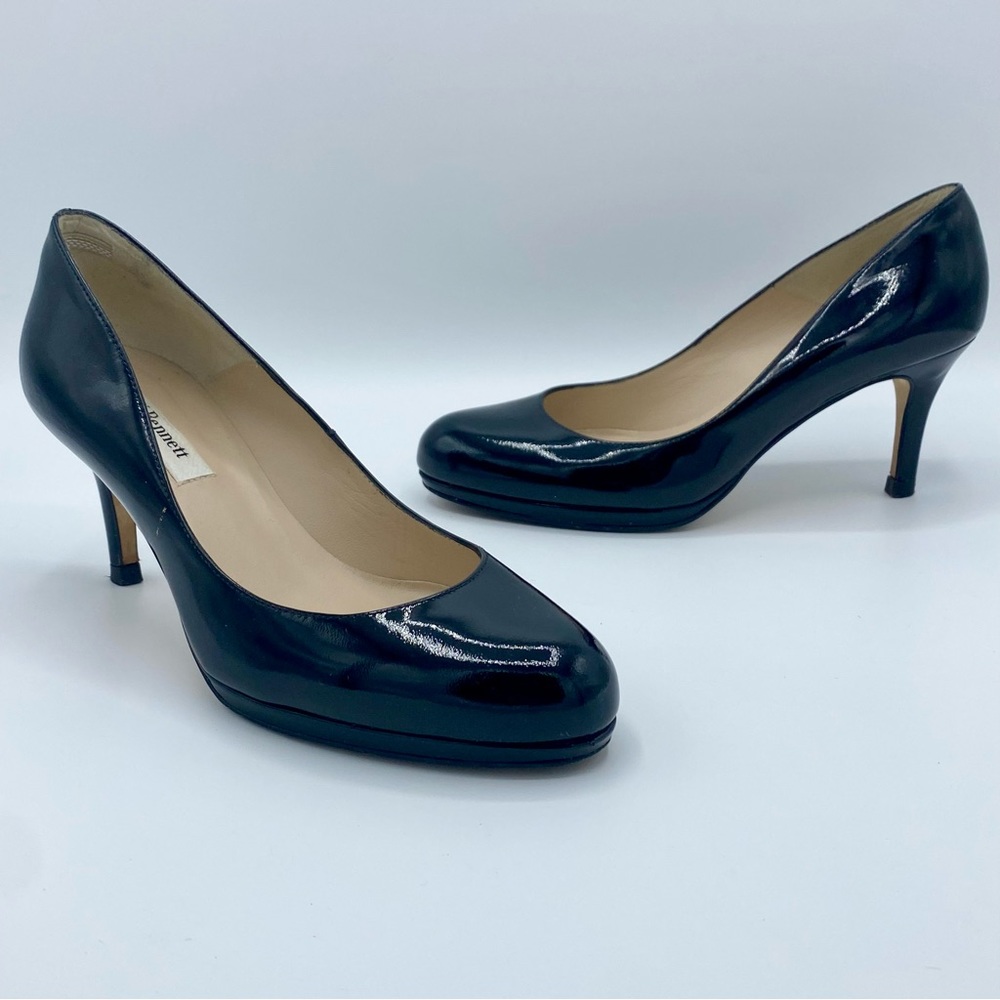 L.K. Bennett Black Patent Leather Platform Pump Court Shoe Size 36.5 / US 5.5 - Picture 1 of 16